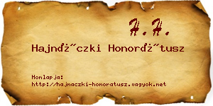 Hajnáczki Honorátusz névjegykártya